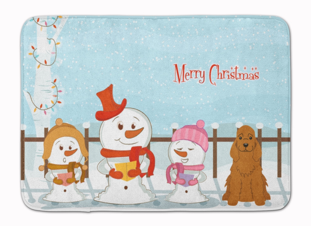 BB2426RUG Christmas Carolers Cocker Spaniel Red Machine Washable Memory Foam Mat