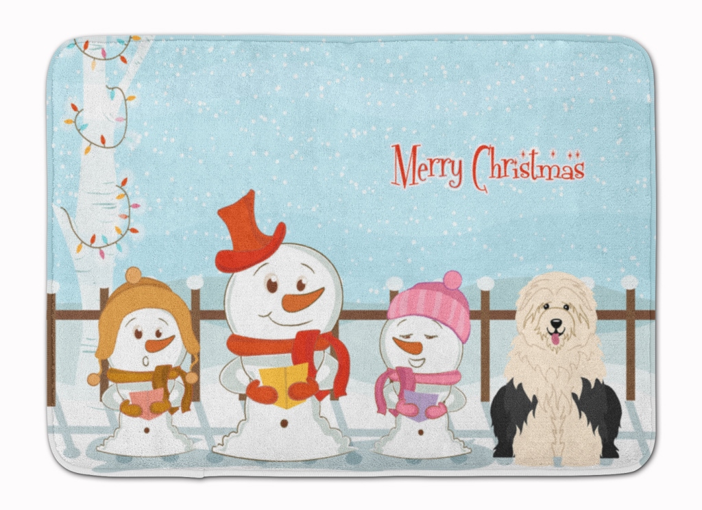 BB2427RUG Merry Christmas Old English Sheepdog Machine Washable Memory Foam Mat