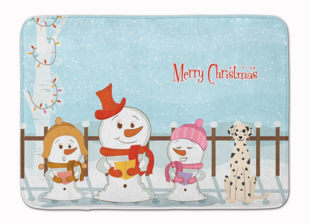 Merry Christmas Carolers Dalmatian Machine Washable Memory Foam Mat