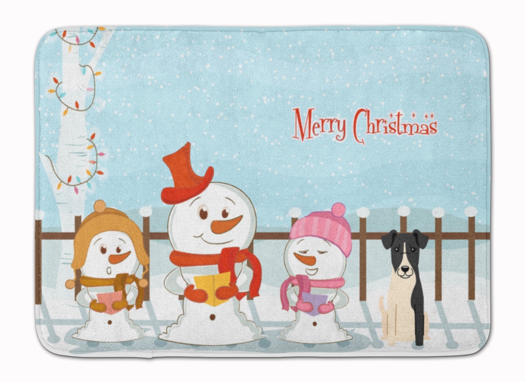 BB2429RUG Christmas Carolers Smooth Fox Terrier Machine Washable Memory Foam Mat