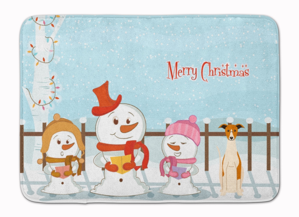 Merry Christmas Carolers Whippet Machine Washable Memory Foam Mat