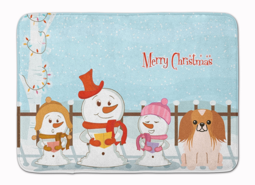 Merry Christmas Pekingnese Red & White Machine Washable Memory Foam Mat - Red & White - 19in. H x 0.25in. W x 27in. L
