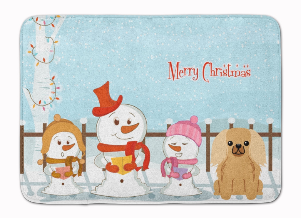Merry Christmas Pekingnese Fawn Sable Machine Washable Memory Foam Mat