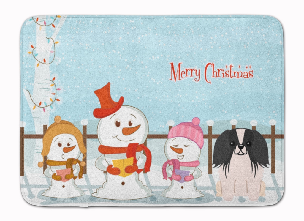 BB2436RUG Merry Christmas Pekingnese Black & White Machine Washable Memory Foam Mat