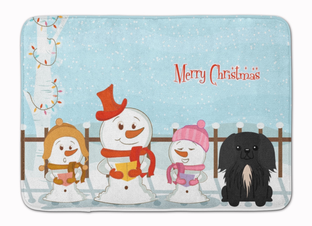 BB2438RUG Merry Christmas Pekingnese Black Machine Washable Memory Foam Mat
