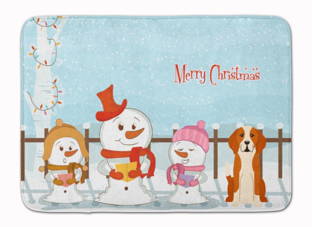 BB2441RUG Merry Christmas English Foxhound Machine Washable Memory Foam Mat