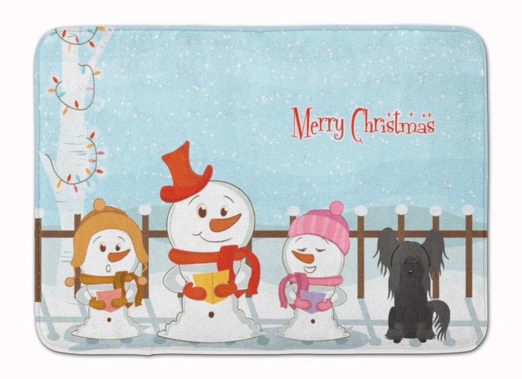 BB2443RUG Merry Christmas Chinese Crested Black Machine Washable Memory Foam Mat