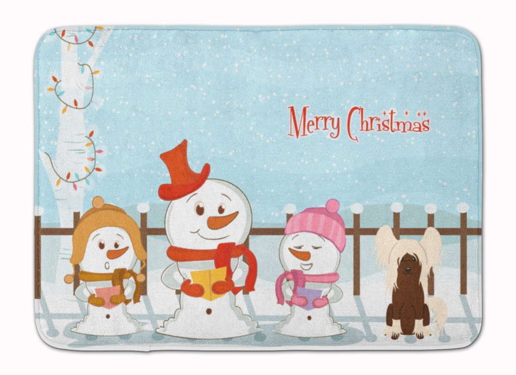 BB2444RUG Merry Christmas Chinese Crested Cream Machine Washable Memory Foam Mat