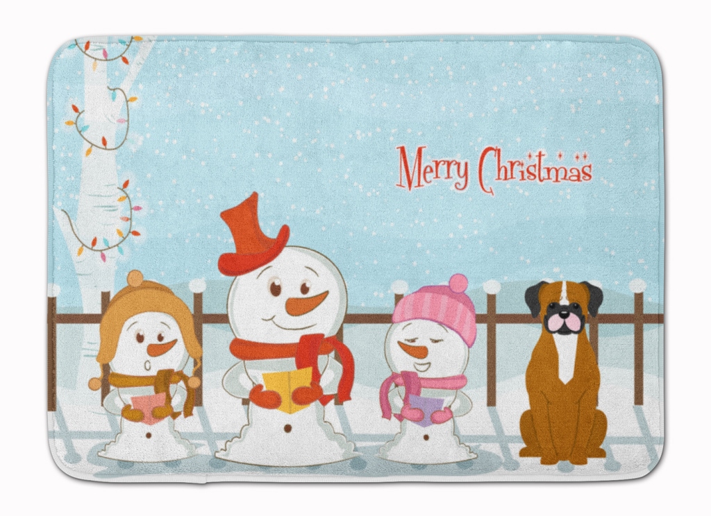 BB2447RUG Merry Christmas Flashy Fawn Boxer Machine Washable Memory Foam Mat