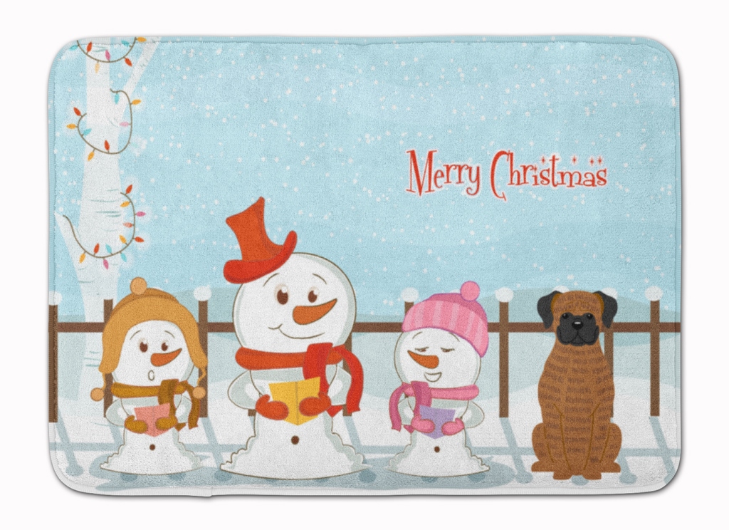 BB2448RUG Merry Christmas Carolers Brindle Boxer Machine Washable Memory Foam Mat