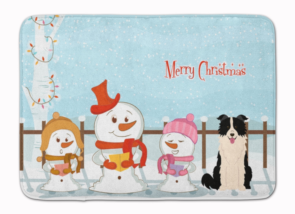 Christmas Border Collie Black & White Machine Washable Memory Foam Mat