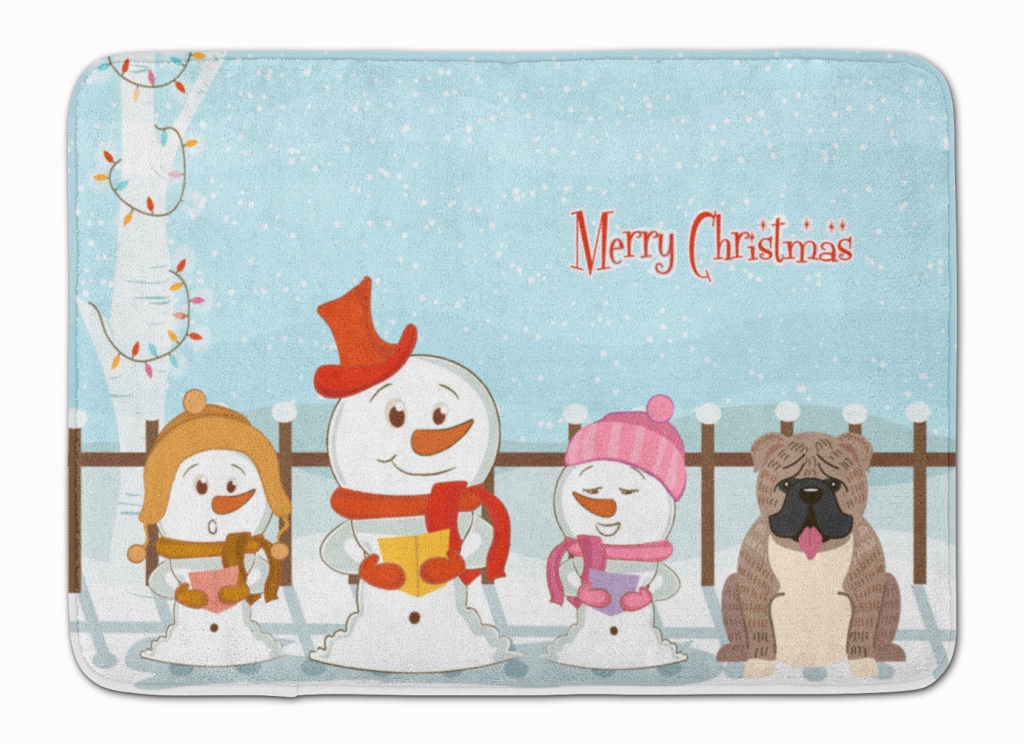 Christmas English Bulldog Grey & Brindle Machine Washable Memory Foam Mat