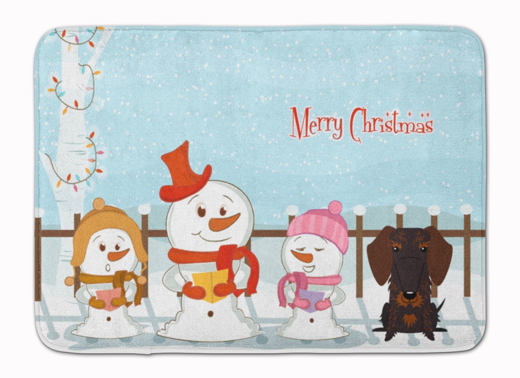 Christmas Wire Hair Dachshund Chocolate Machine Washable Memory Foam Mat