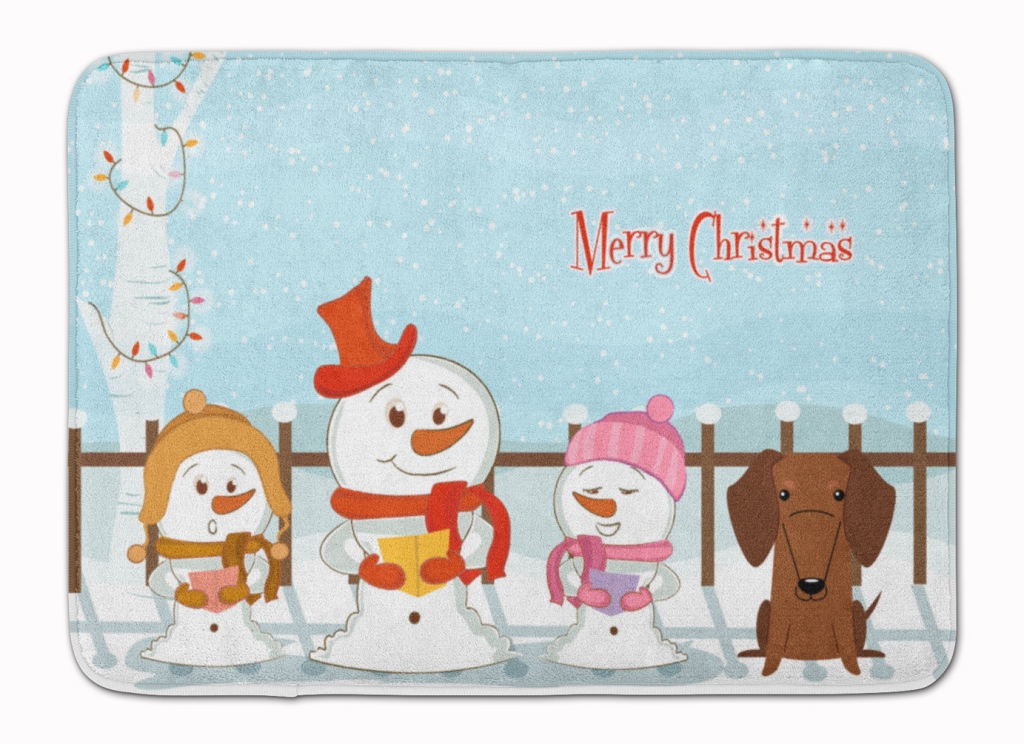 BB2461RUG Merry Christmas Dachshund Red Brown Machine Washable Memory Foam Mat