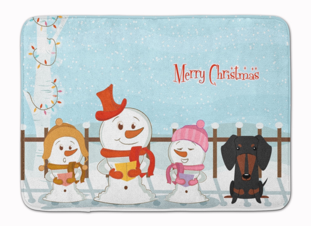 BB2463RUG Merry Christmas Dachshund Black & Tan Machine Washable Memory Foam Mat