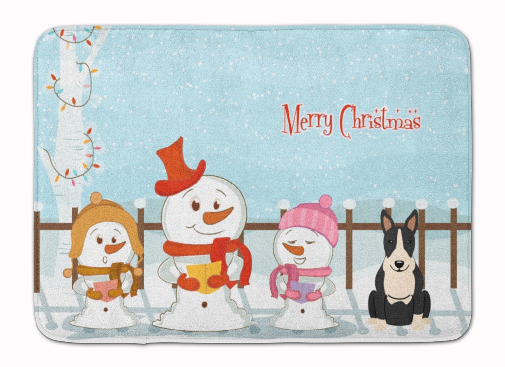 BB2464RUG Christmas Bull Terrier Black & White Machine Washable Memory Foam Mat