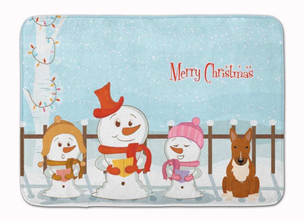 BB2465RUG Merry Christmas Bull Terrier Red Machine Washable Memory Foam Mat