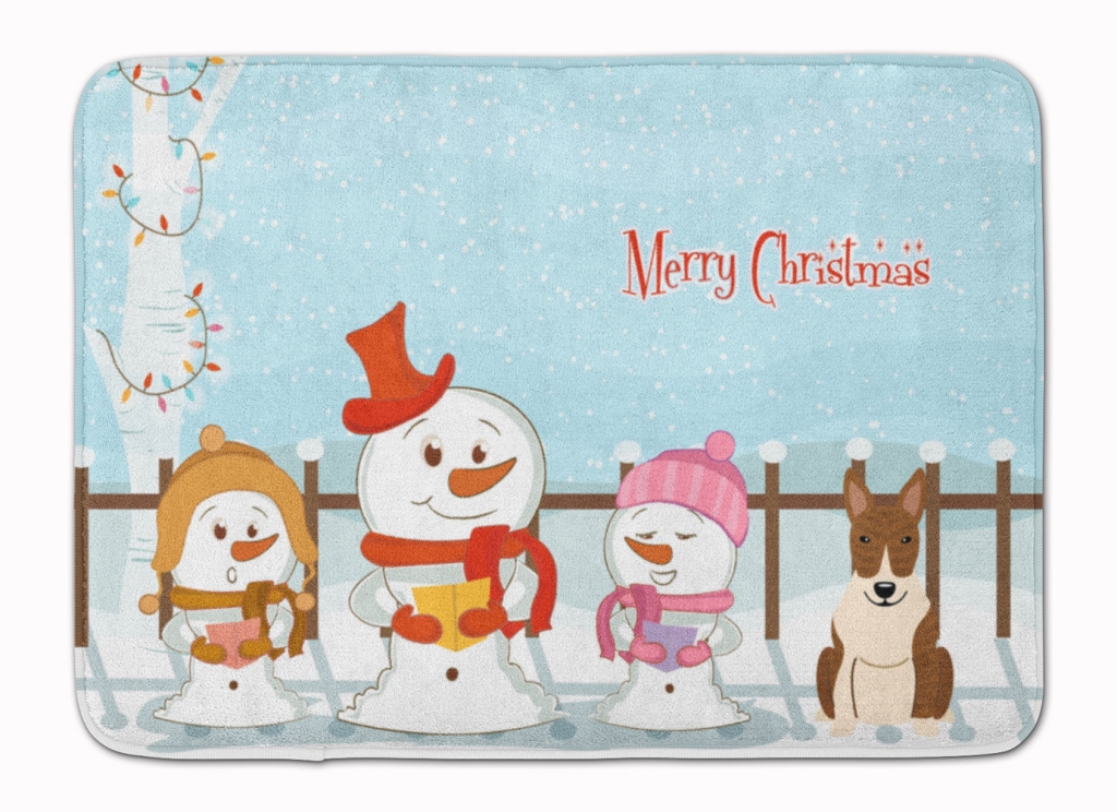 BB2468RUG Merry Christmas Bull Terrier Brindle Machine Washable Memory Foam Mat
