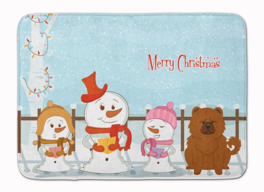 Merry Christmas Carolers Chow Chow Red Machine Washable Memory Foam Mat - Red - 19in. H x 0.25in. W x 27in. L