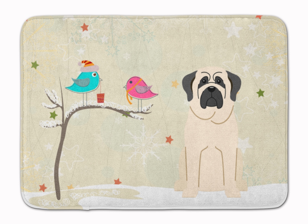 Christmas Presents Friend Mastiff White Machine Washable Memory Foam Mat - White - 19in. H x 0.25in. W x 27in. L