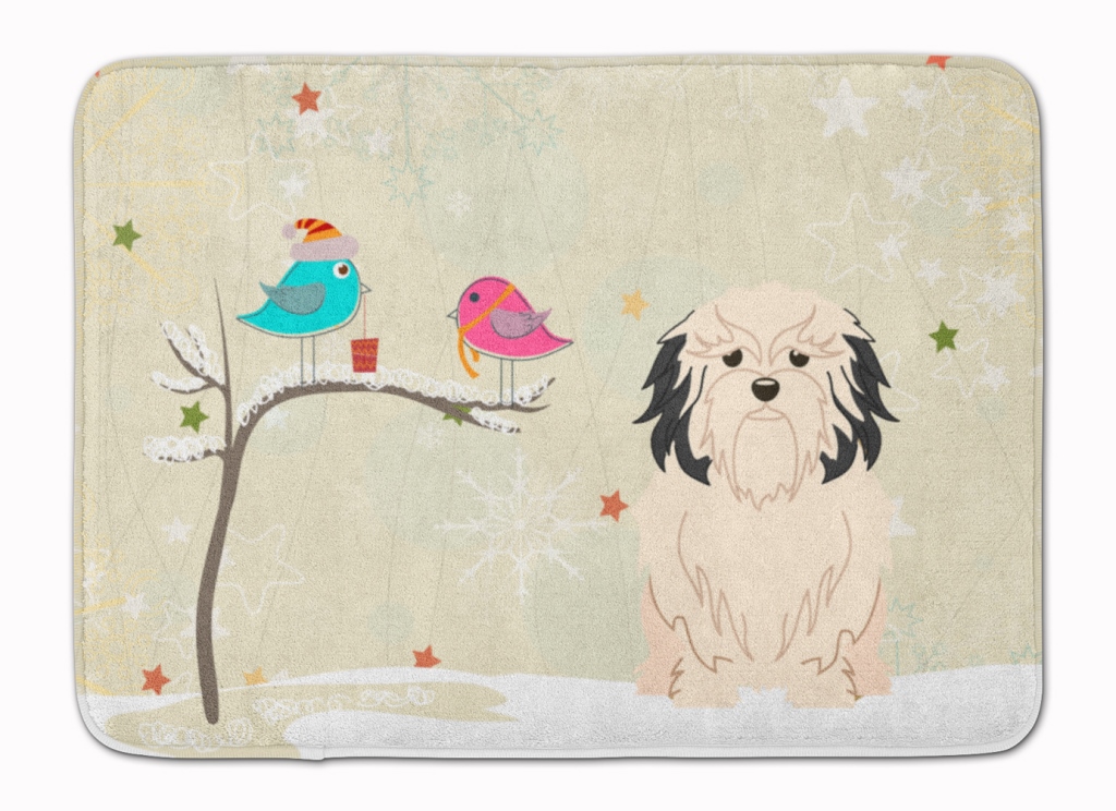 BB2491RUG Christmas Presents Friends Lowchen Machine Washable Memory Foam Mat