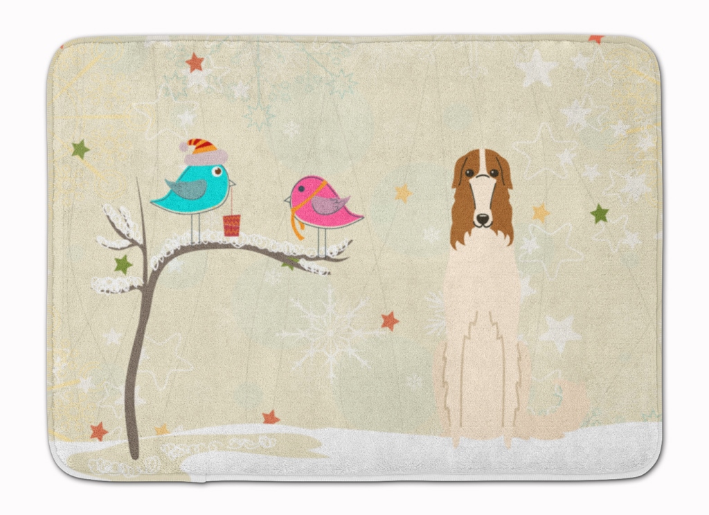 Christmas Presents Friends Borzoi Machine Washable Memory Foam Mat