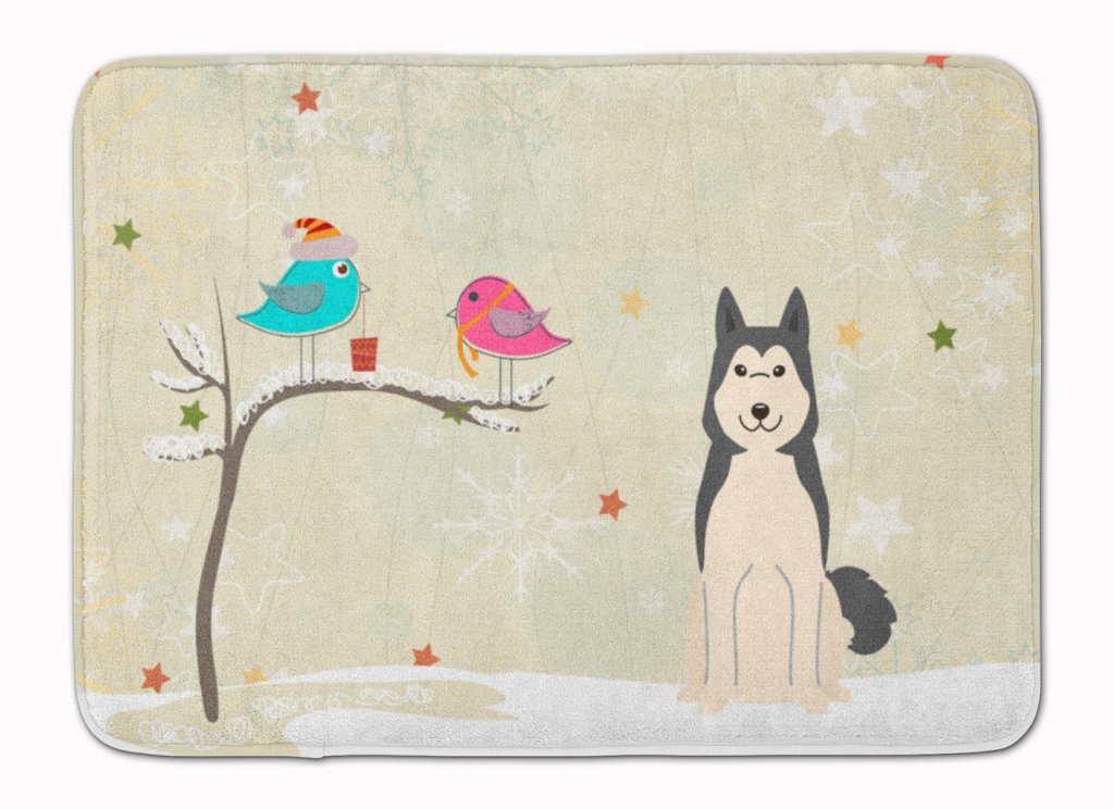 Christmas West Siberian Laika Spitz Machine Washable Memory Foam Mat