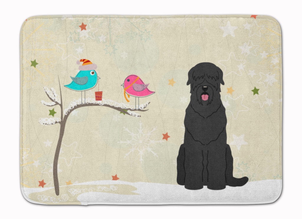 BB2498RUG Christmas Black Russian Terrier Machine Washable Memory Foam Mat