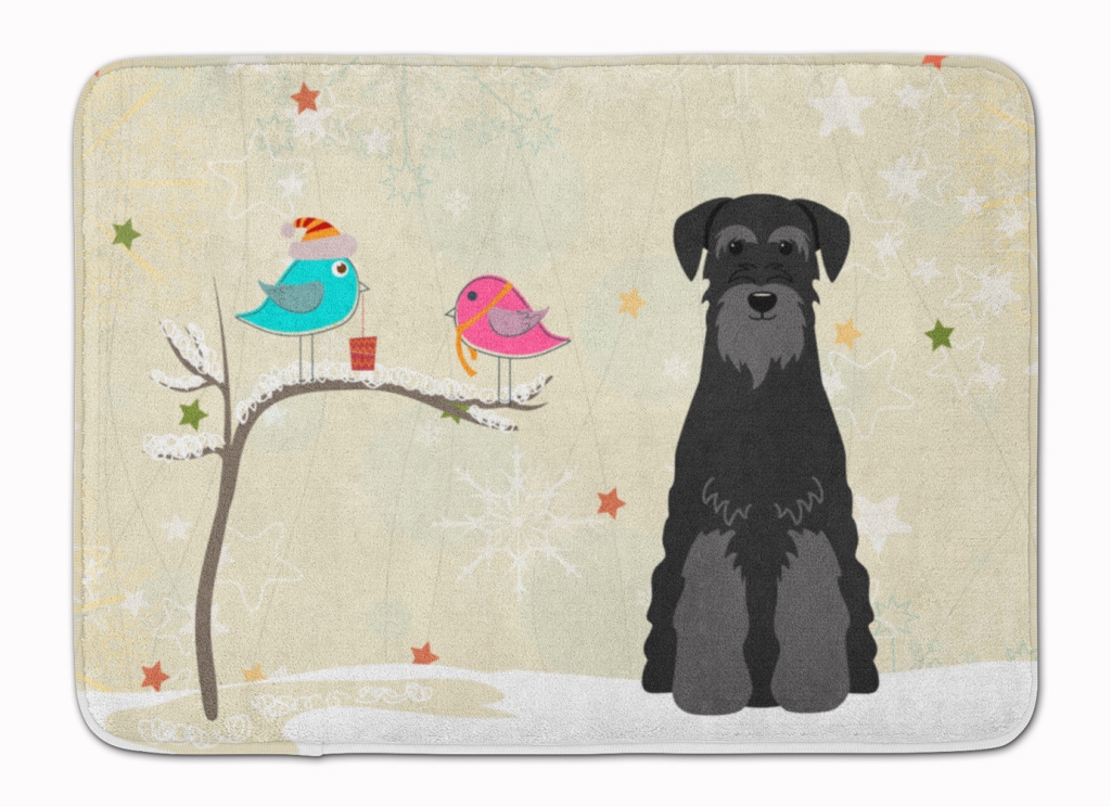 BB2504RUG Christmas Standard Schnauzer Black Machine Washable Memory Foam Mat