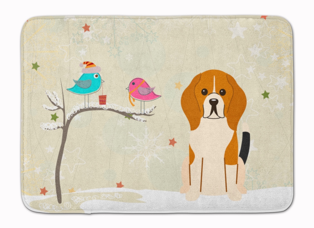 BB2512RUG Christmas Presents Beagle Tricolor Machine Washable Memory Foam Mat