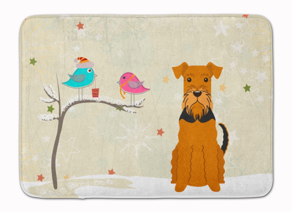 Christmas Presents Friends Airedale Machine Washable Memory Foam Mat