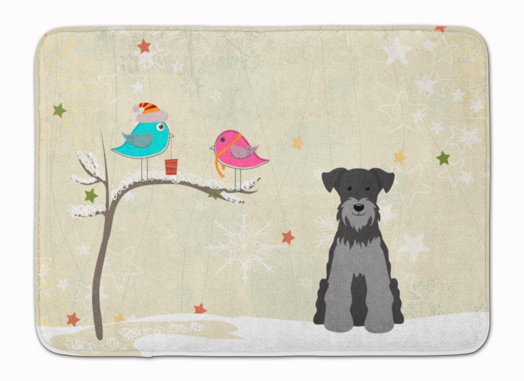 BB2524RUG Christmas Miniature Schanuzer Black Machine Washable Memory Foam Mat