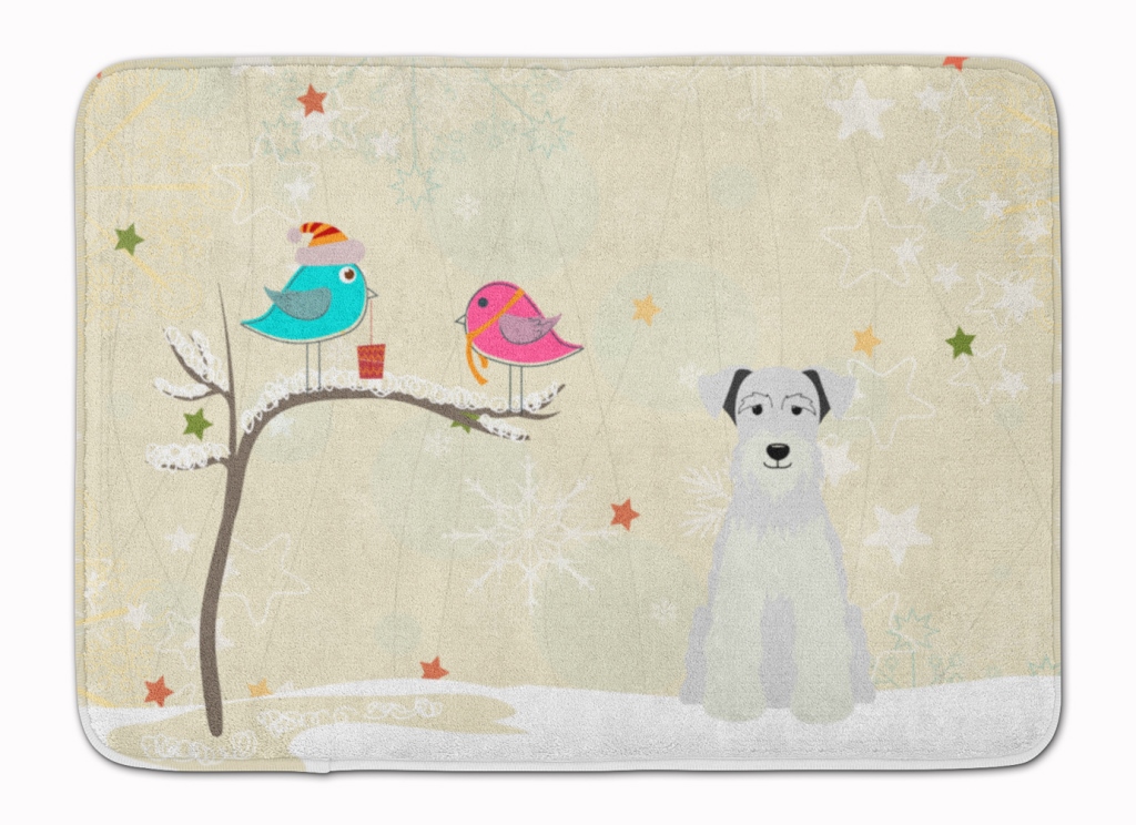 Picture of Carolines Treasures BB2525RUG Christmas Miniature Schanuzer White Machine Washable Memory Foam Mat