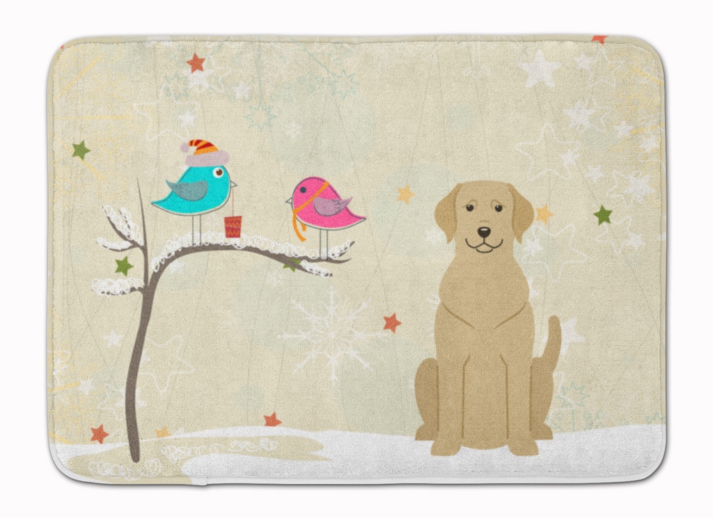 BB2527RUG Christmas Presents Yellow Labrador Machine Washable Memory Foam Mat