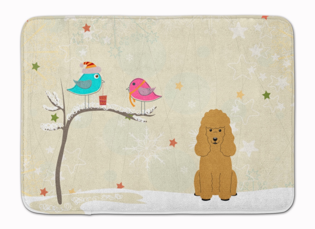 BB2541RUG Christmas Presents Friends Poodle Tan Machine Washable Memory Foam Mat