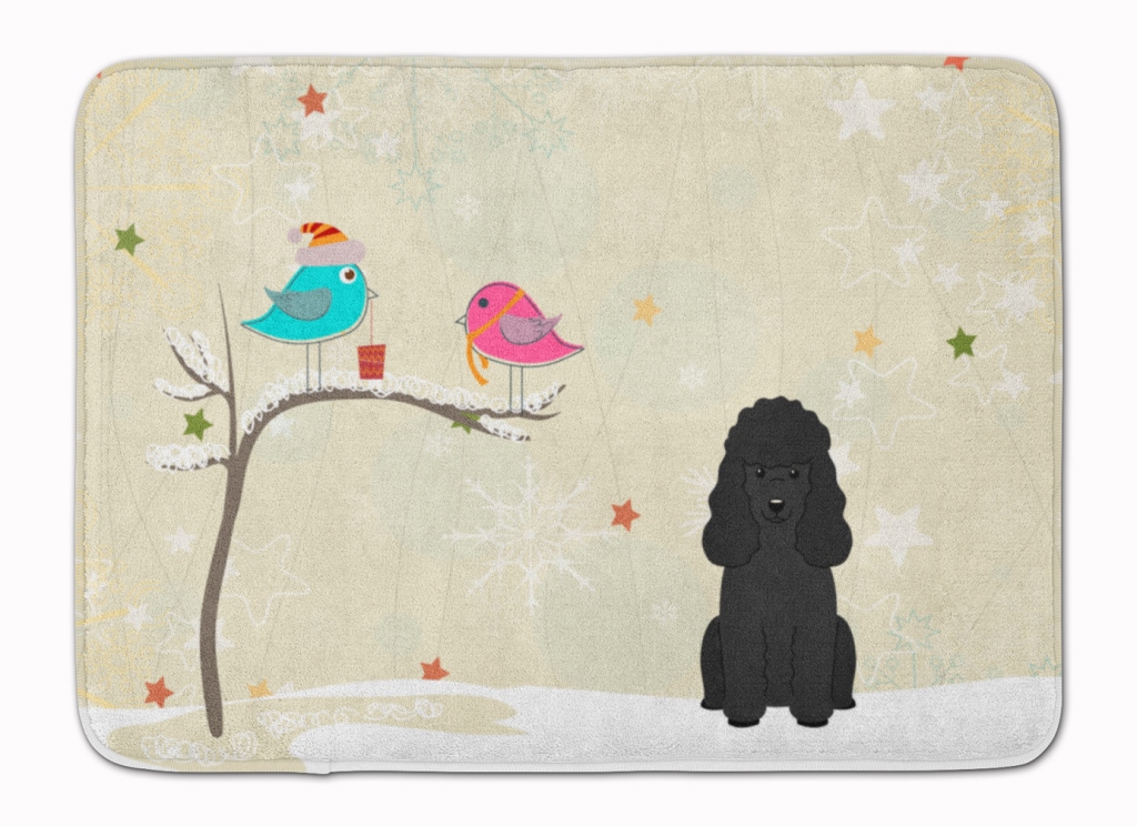 Christmas Presents Friends Poodle Black Machine Washable Memory Foam Mat