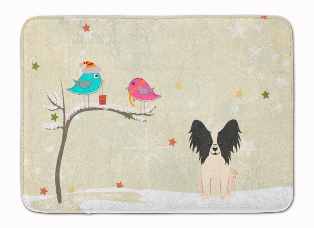 Christmas Presents Papillon Black & White Machine Washable Memory Foam Mat