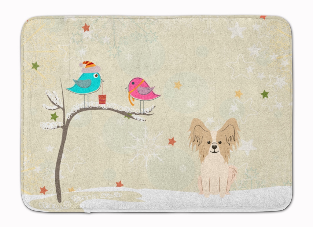 Christmas Presents Papillon Sable & White Machine Washable Memory Foam Mat