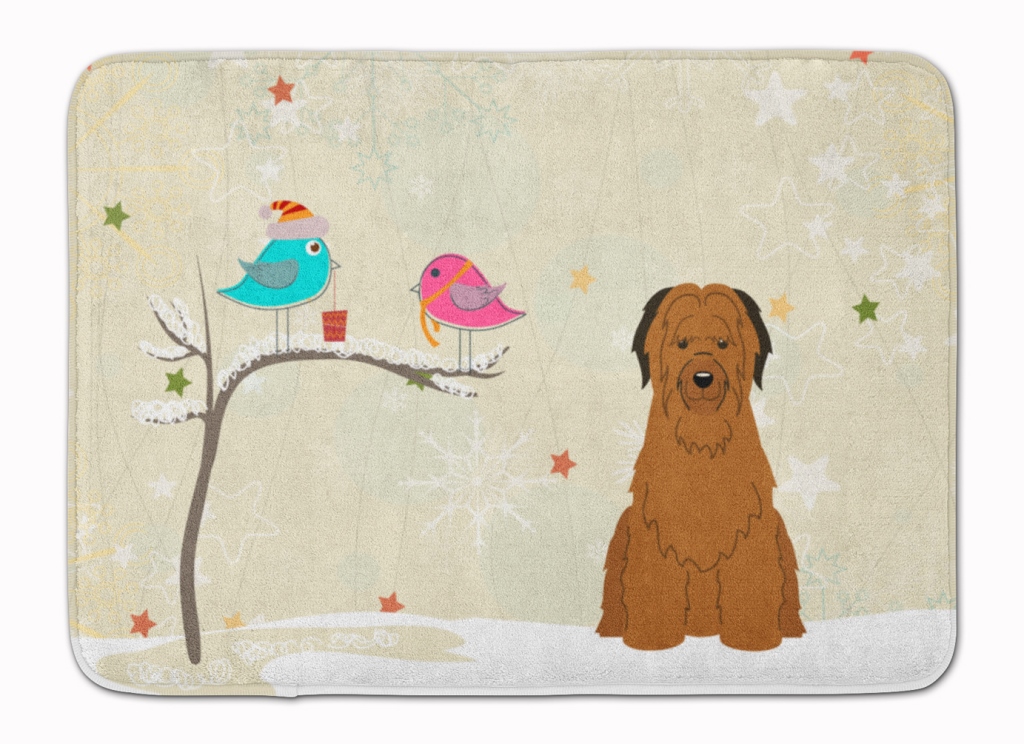 Christmas Presents Friends Briard Brown Machine Washable Memory Foam Mat - Brown - 19in. H x 0.25in. W x 27in. L
