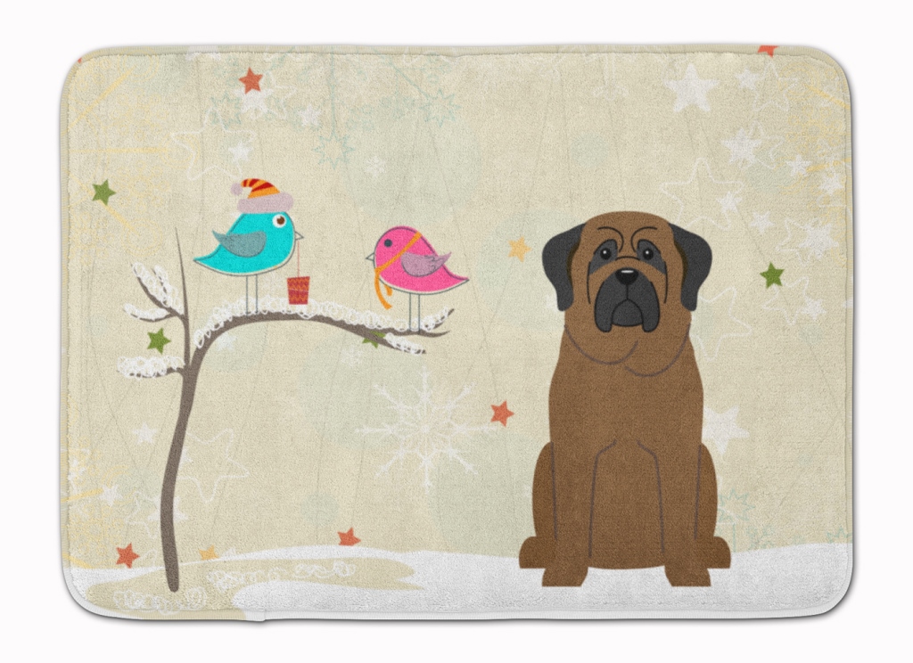 Picture of Carolines Treasures BB2556RUG Christmas Presents Friends Bullmastiff Machine Washable Memory Foam Mat