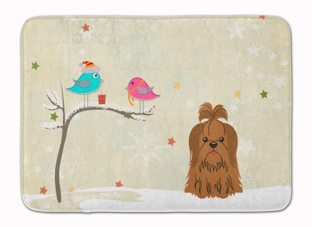 Christmas Presents Shih Tzu Chocolate Machine Washable Memory Foam Mat