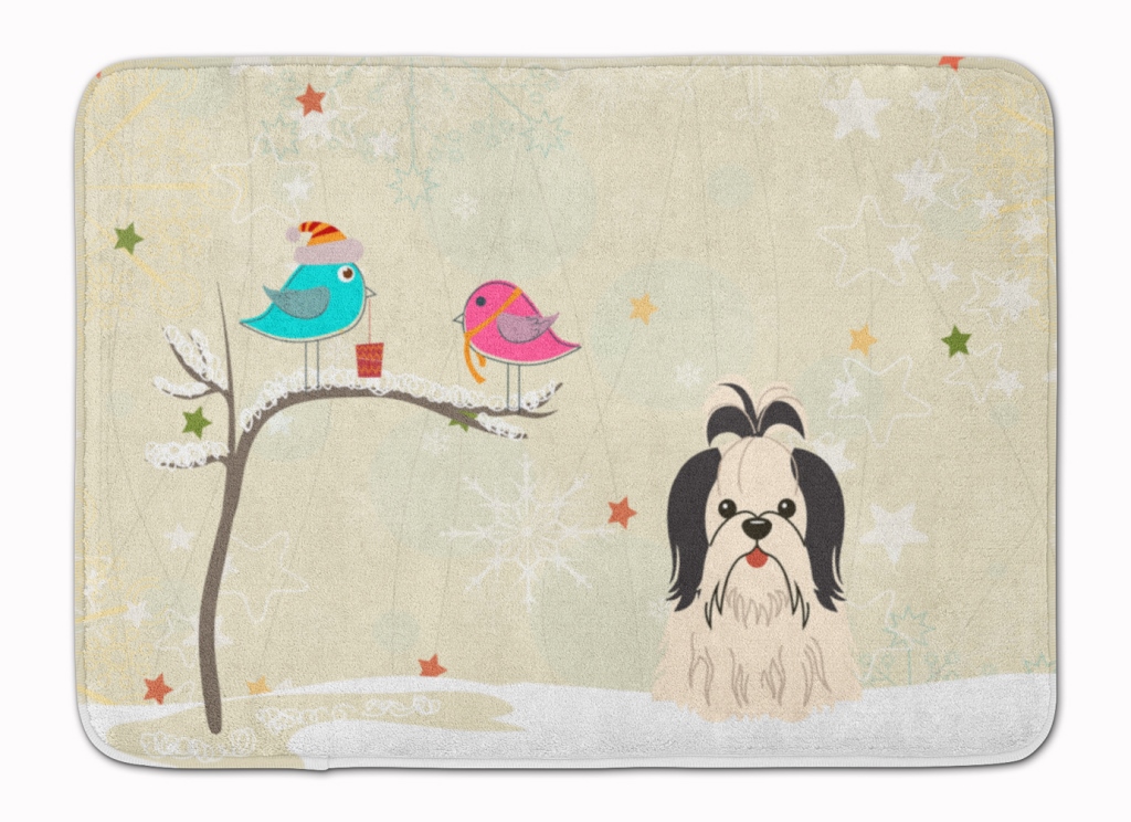 Picture of Carolines Treasures BB2560RUG Christmas Presents Shih Tzu Black & White Machine Washable Memory Foam Mat