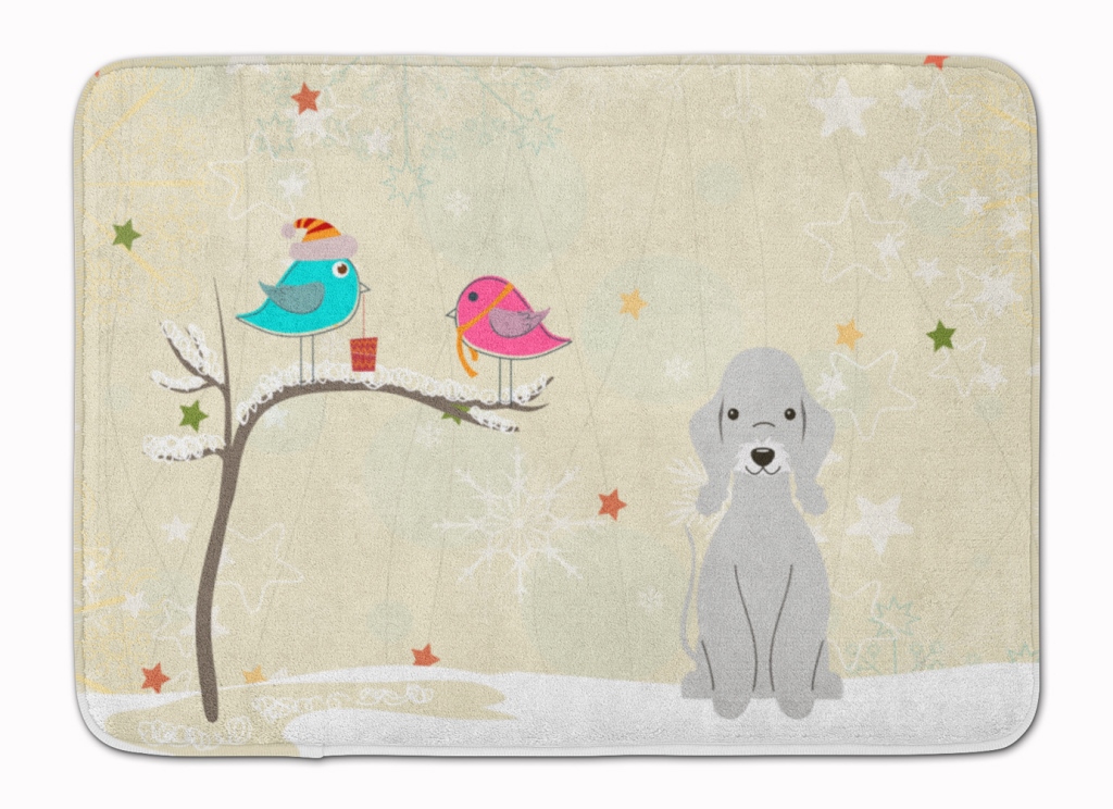 BB2562RUG Christmas Bedlington Terrier Blue Machine Washable Memory Foam Mat