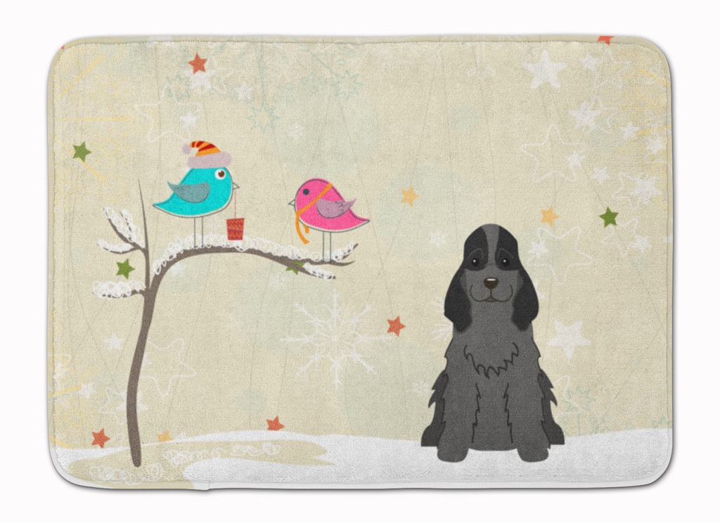 BB2564RUG Christmas Presents Cocker Spaniel Black Machine Washable Memory Foam Mat