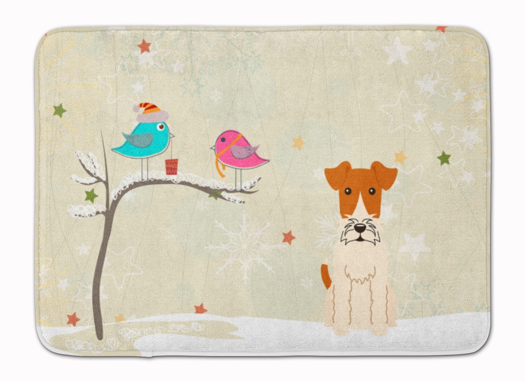 BB2573RUG Christmas Presents Wire Fox Terrier Machine Washable Memory Foam Mat