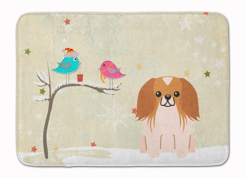 BB2575RUG Christmas Presents Pekingnese Red & White Machine Washable Memory Foam Mat