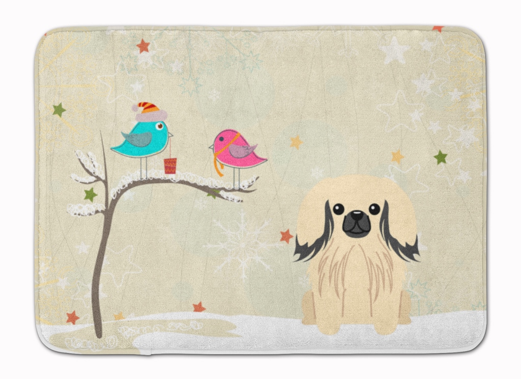 BB2578RUG Christmas Presents Pekingnese Cream Machine Washable Memory Foam Mat
