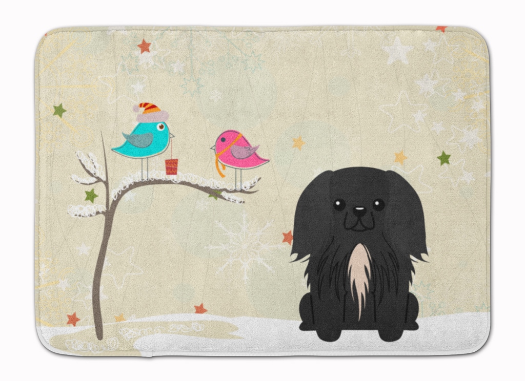 Christmas Presents Pekingnese Black Machine Washable Memory Foam Mat