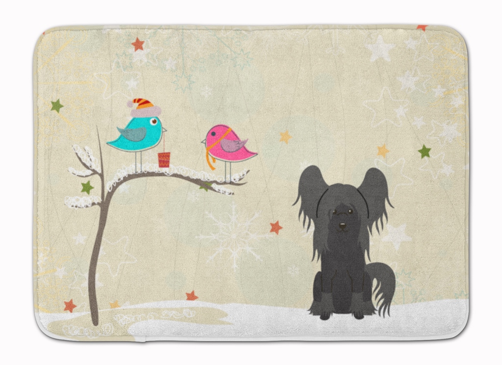 BB2584RUG Christmas Chinese Crested Black Machine Washable Memory Foam Mat