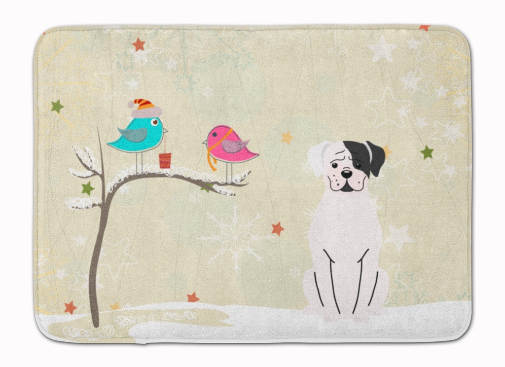 BB2586RUG Christmas Presents White Boxer Cooper Machine Washable Memory Foam Mat